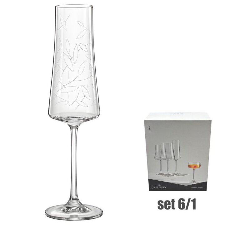 ČAŠE KRISTALIN XTRA ŠAMPANJAC 6/1 210 ML - DEKORIRANE