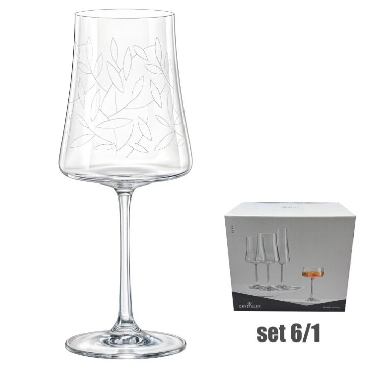 ČAŠE KRISTALIN XTRA VINO 6/1 360 ML - DEKORIRANE