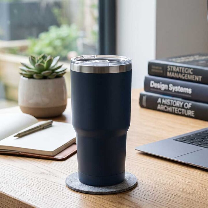 PUTNA TERMOS ŠALICA INOX PLAVA 18 cm -  DUPLA STIJENKA