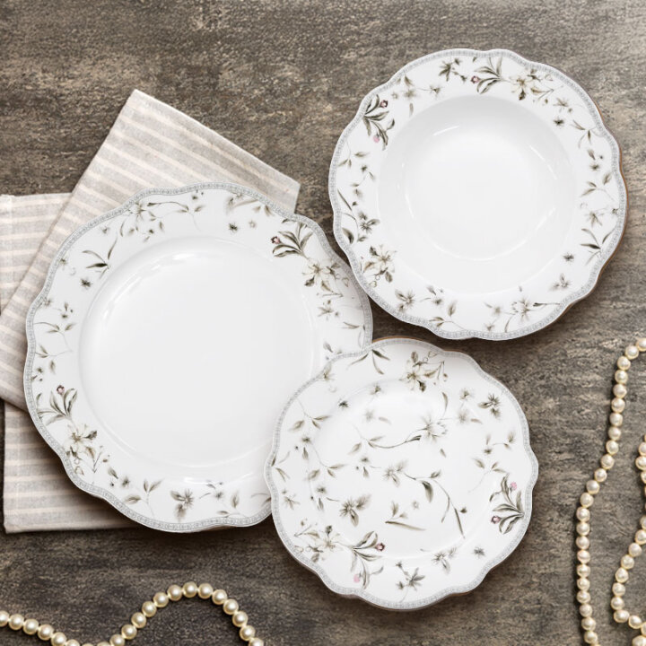 SERVIS ZA JELO 18 DIJELNI PORCULAN NEW BONE C. DEKORIRANI - FLORAL GRACE