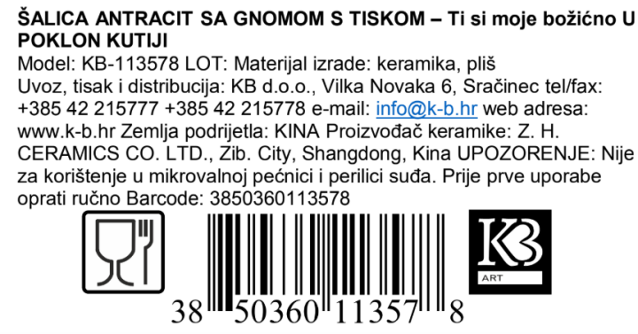 ŠALICA ANTRACIT SA GNOMOM S TISKOM - Ti si moje božićno U POKLON KUTIJI