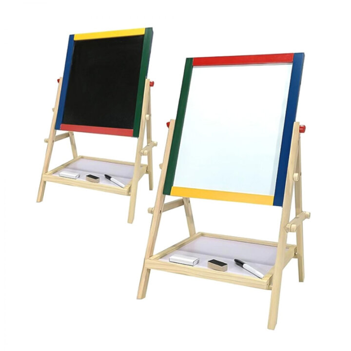 PLOČA ZA PISANJE DVOSTRANA CRNO-BIJELA NA STALKU S PRIBOROM 33x42x61 cm