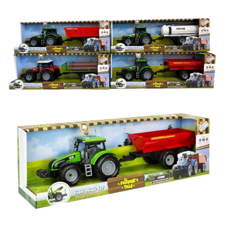 TRAKTOR FARMA S PRIKOLICOM SA SVIJETLOM I ZVUKOM U KUTIJI 47x15,5x11 CM - 4 SORT
