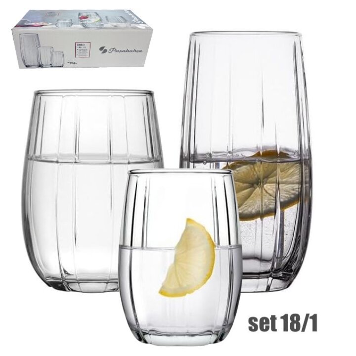 ČAŠE LINKA STAKLENE SET 18/1 - 6x240 mL + 6x115 mL + 6x500 mL