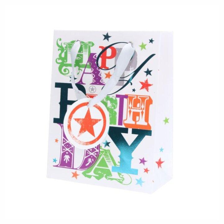 POKLON VREĆICA BIJELA HAPPY BITHDAY 16,5x10x21,5 cm