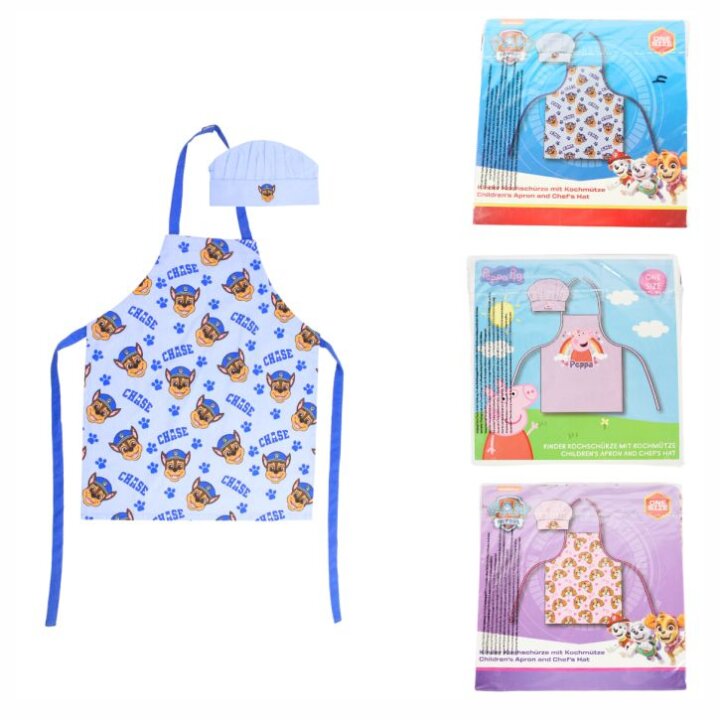 PREGAČA DJEČJA S KUHARSKOM KAPOM SORT PEPPA PIG / PAW PATROL