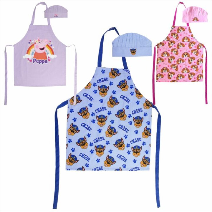 PREGAČA DJEČJA S KUHARSKOM KAPOM SORT PEPPA PIG / PAW PATROL
