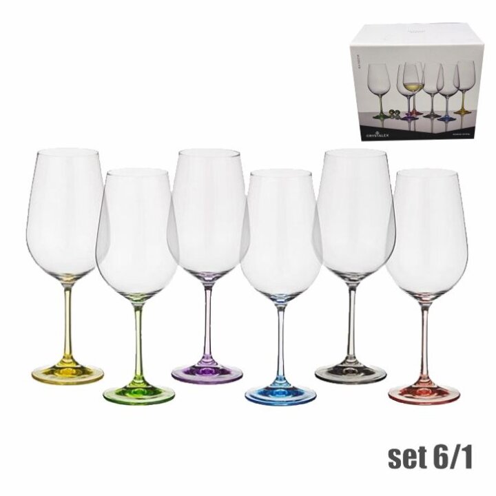 ČAŠE KRISTALIN RAINBOW VINO 6/1 550 mL