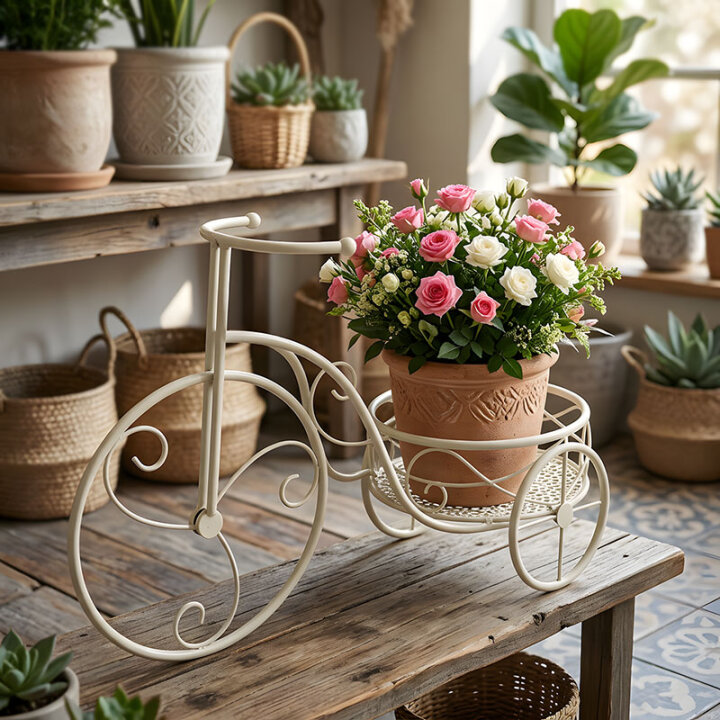 STALAK ZA TEGLU TRICIKL METALNI KREM 55x25x32 CM