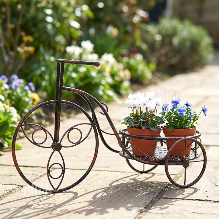 STALAK ZA TEGLU TRICIKL METALNI ZLATNO-CRNI 55x25x32 CM