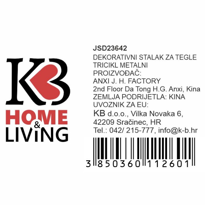 STALAK ZA 3 TEGLE TRICIKL METALNI KREM 75x25x45 CM