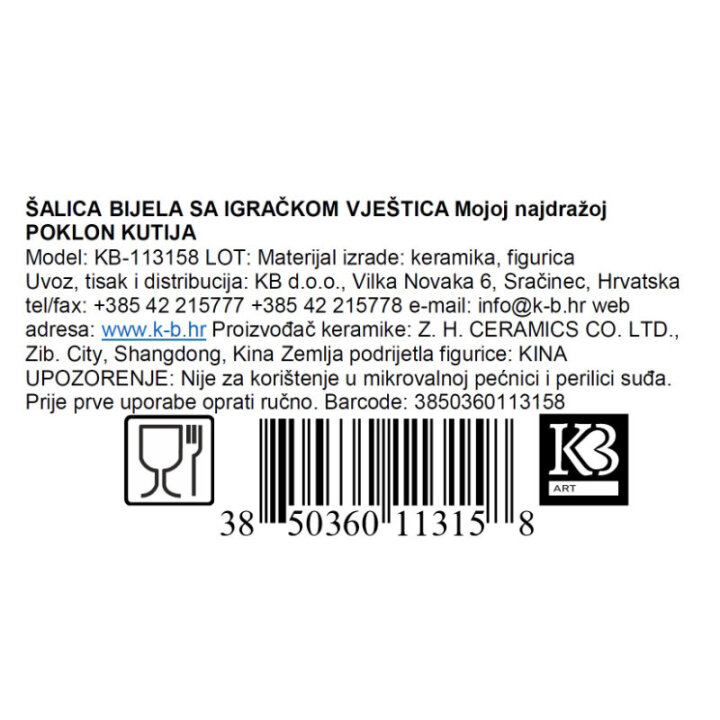 ŠALICA BIJELA SA IGRAČKOM VJEŠTICA Mojoj najdražoj POKLON KUTIJA