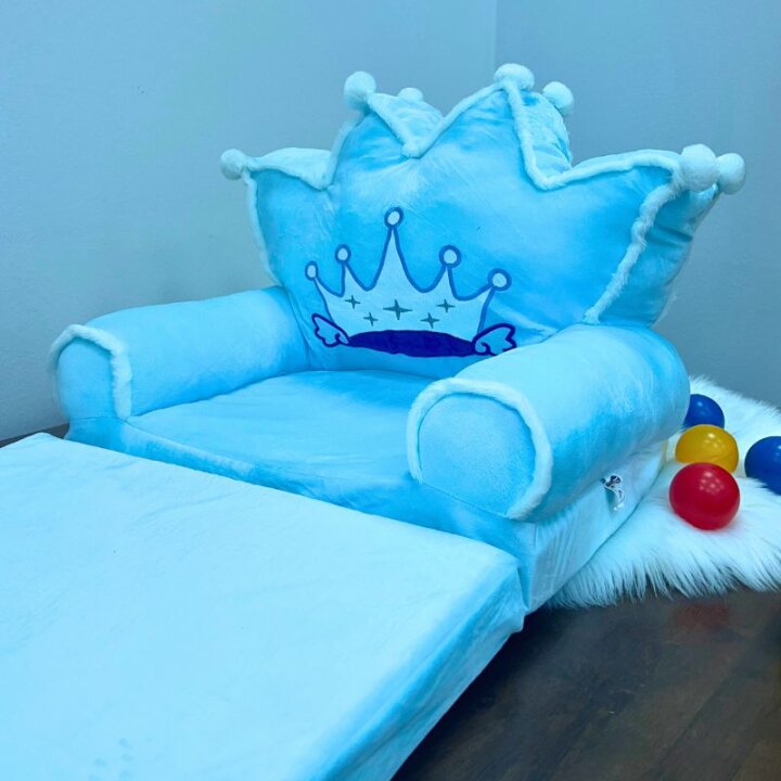 FOTELJA PLIŠANA PREKLOPNA - KRUNA PLAVA 50x50x40/115 cm
