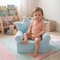 FOTELJA PLIŠANA PREKLOPNA - KRUNA PLAVA 50x50x40/115 cm