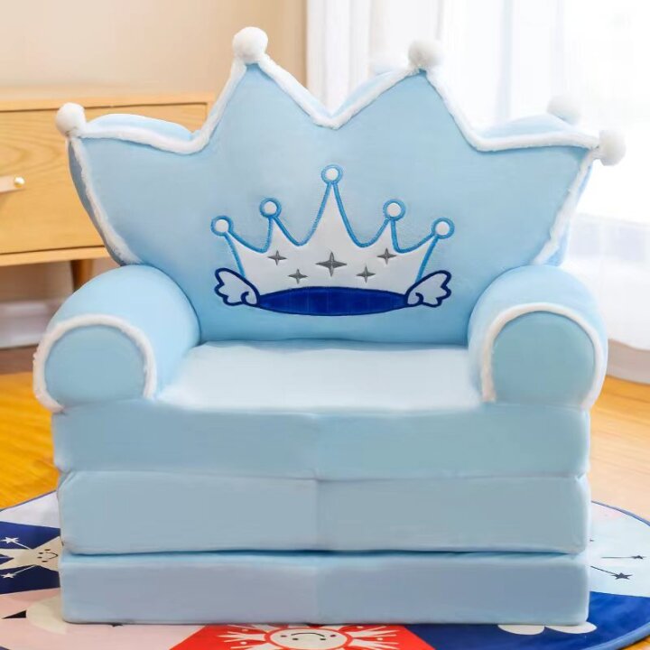 FOTELJA PLIŠANA PREKLOPNA - KRUNA PLAVA 50x50x40/115 cm
