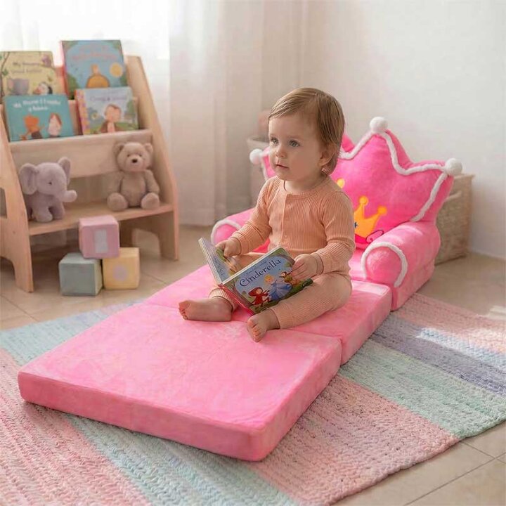 FOTELJA PLIŠANA PREKLOPNA - KRUNA ROZA 50x50x40/115 cm