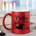 ŠALICA KERAMIČKA S TISKOM U POKLON KUTIJI GLITER CRVENA - Mačka i pol