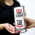 SET ŠALICE KERAMIČKE S TISKOM NA STALKU U KUTIJI 2/1 BIJELA Mala/Tih