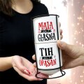 SET ŠALICE KERAMIČKE S TISKOM NA STALKU U KUTIJI 2/1 BIJELA Mala/Tih