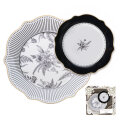SET ZA KOLAČE TIMELESS NOIR 7 DIJELNI PORCULAN NEW BONE C. - VALOVITI RUB