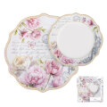 SET ZA KOLAČE ROSE REVERIE 7 DIJELNI PORCULAN NEW BONE C. - VALOVITI RUB