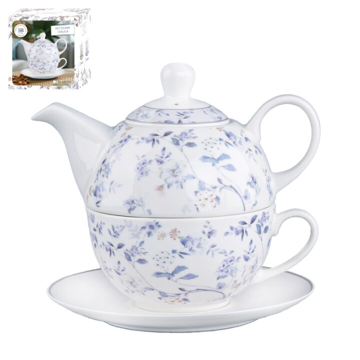 ČAJNIK S ŠALICOM LILAC HARMONY PORCULAN NEW BONE C. 430 / 280 mL