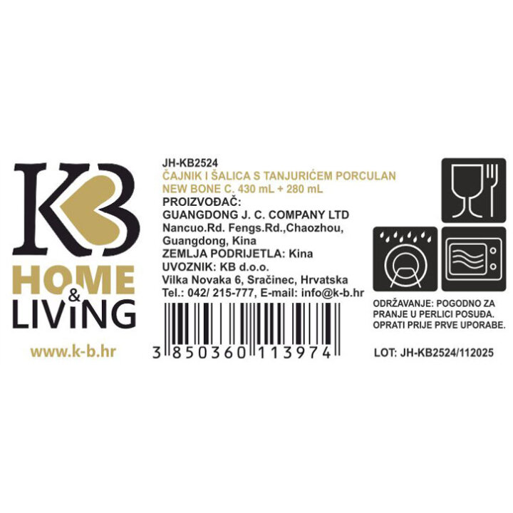 ČAJNIK S ŠALICOM LILAC HARMONY PORCULAN NEW BONE C. 430 / 280 mL