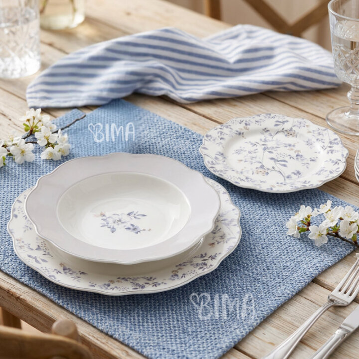 SERVIS ZA JELO LILAC HARMONY 18 DIJELNI PORCULAN NEW BONE C. - VALOVITI RUB