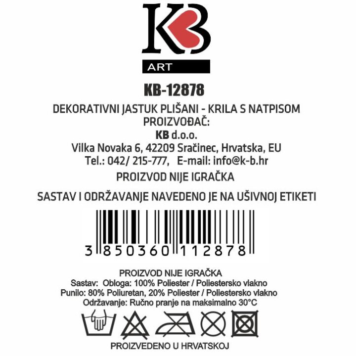 JASTUK DEKORATIVNI KRILA ČUVAM TE 60 cm