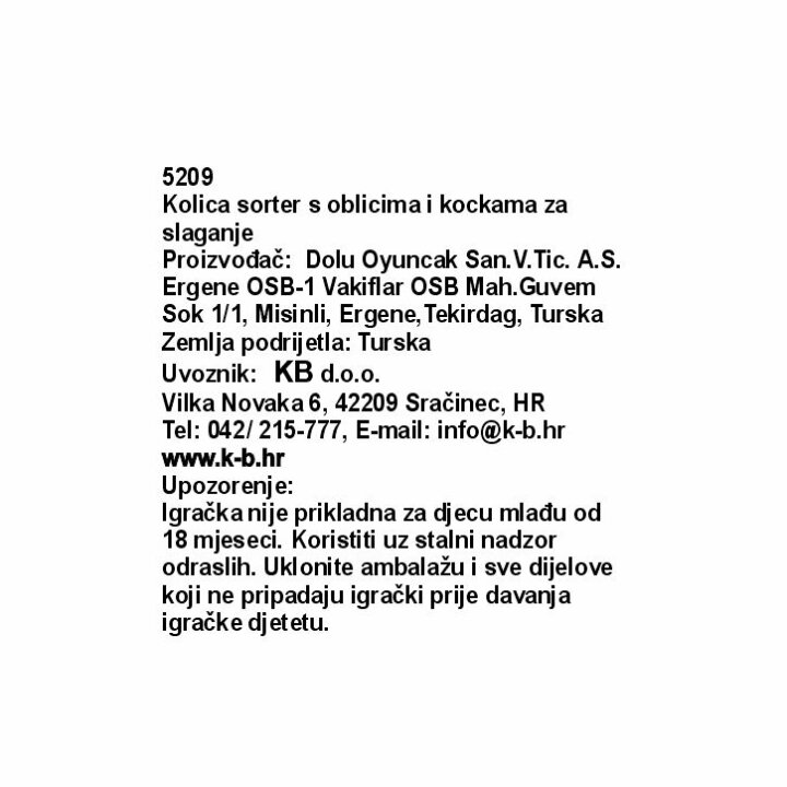 KOLICA DIDAKTIČKA S KOCKAMA ZA SLAGANJE I SORTEROM 18x40x26,5 cm