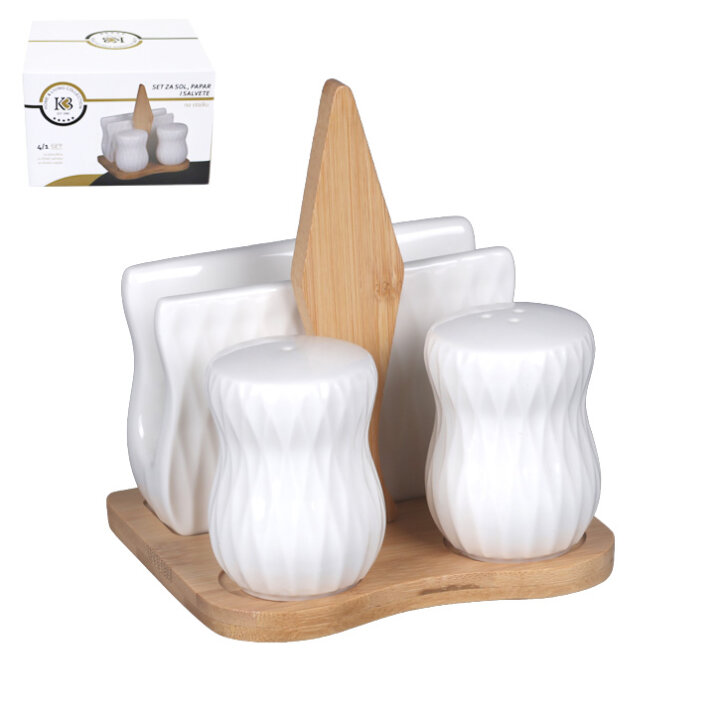 SET ZA SOL, PAPAR I SALVETE - PORCULAN I DRVO 13,2x12,5x15 CM LINEA
