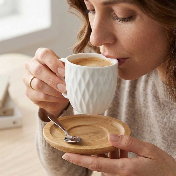 SET 6 ŠALICA PORCULAN I DRVO 90 mL PRISMA