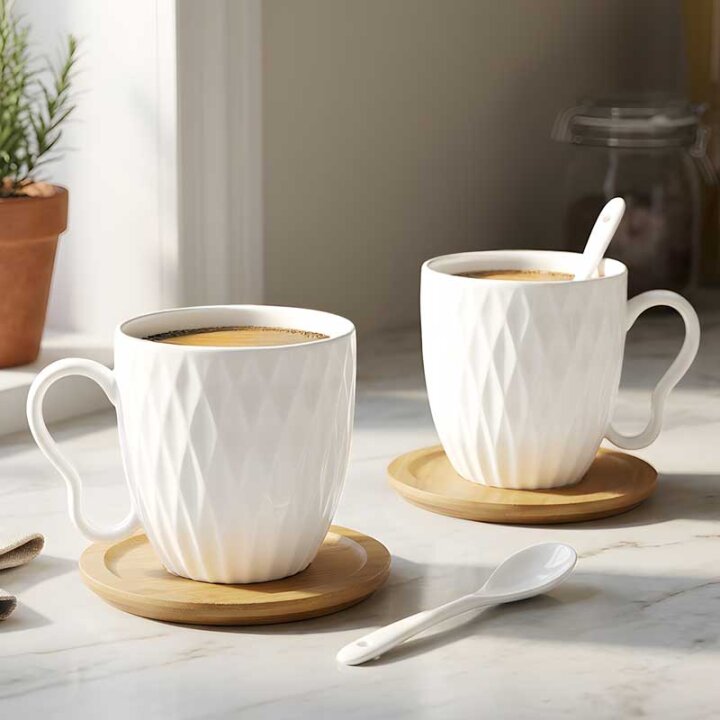 SET 2 ŠALICA - PORCULAN I DRVO 300 mL PRISMA