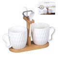 SET 2 ŠALICA I ŽLIČICE 300 mL - PORCULAN I DRVO 17x8,5x18 CM PRISMA