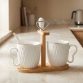 SET 2 ŠALICA I ŽLIČICE 300 mL - PORCULAN I DRVO 17x8,5x18 CM PRISMA