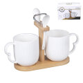 ŠALICE PORCULANSKE LINEA 2/1 I DVIJE ŽLIČICE 300 mL NA STALKU 17x8,5x18 cm