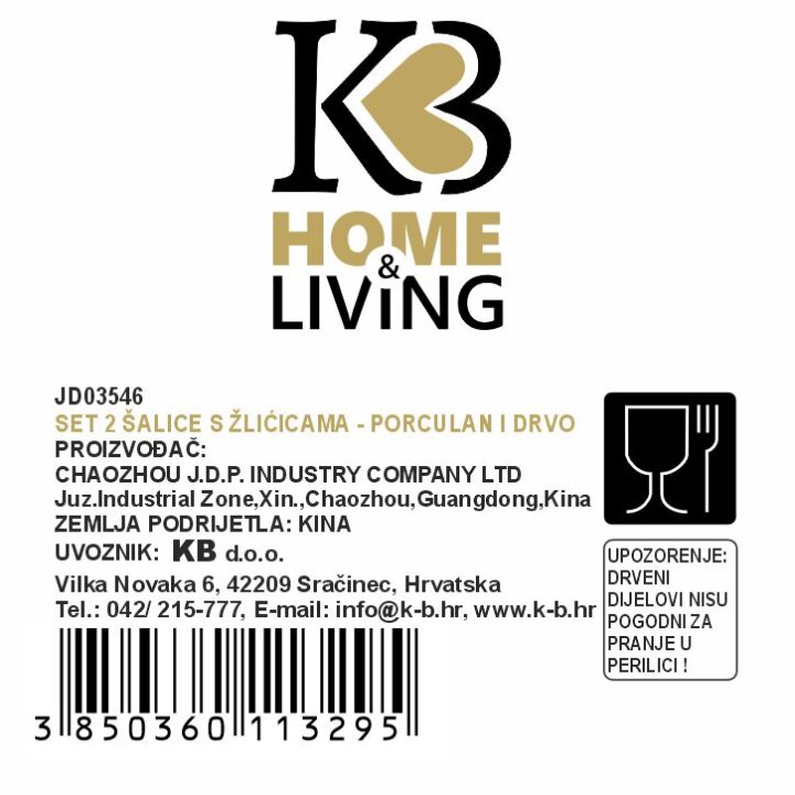 ŠALICE PORCULANSKE LINEA 2/1 I DVIJE ŽLIČICE 300 mL NA STALKU 17x8,5x18 cm