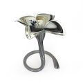 SVIJEĆNJAK-VAZA CVIJET MURANO TEHNIKA 17 CM BIJELO-CRNI