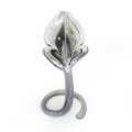 SVIJEĆNJAK-VAZA  CVIJET MURANO TEHNIKA 24 CM CRNO-BIJELI