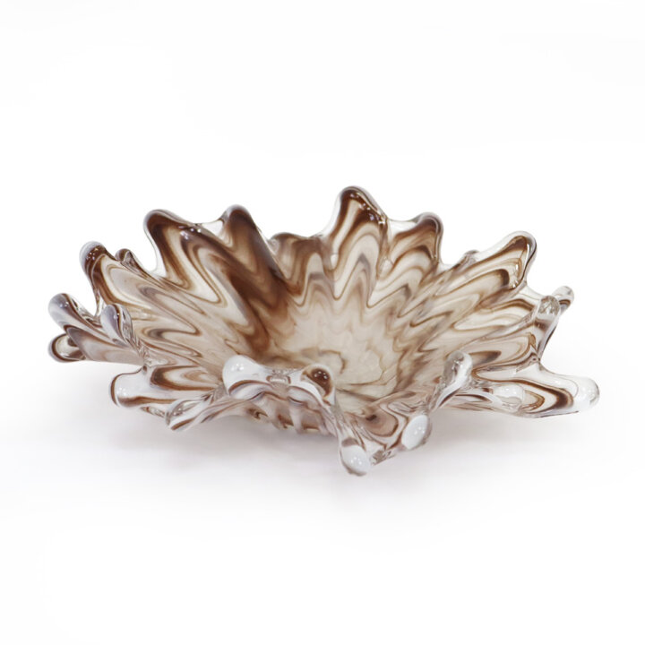 ZDJELA SPLASH STAKLENA MURANO TEHNIKA 28x6 CM BIJELO-SMEĐA