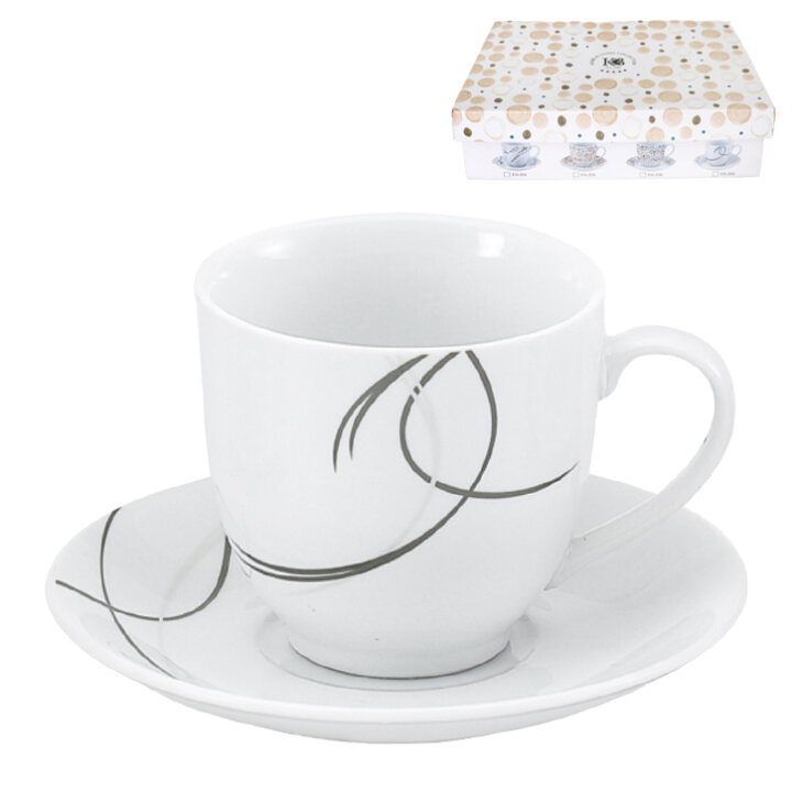 ŠALICE ZA KAVU 6/1 PORCULAN 180 mL - SIVE LINIJE