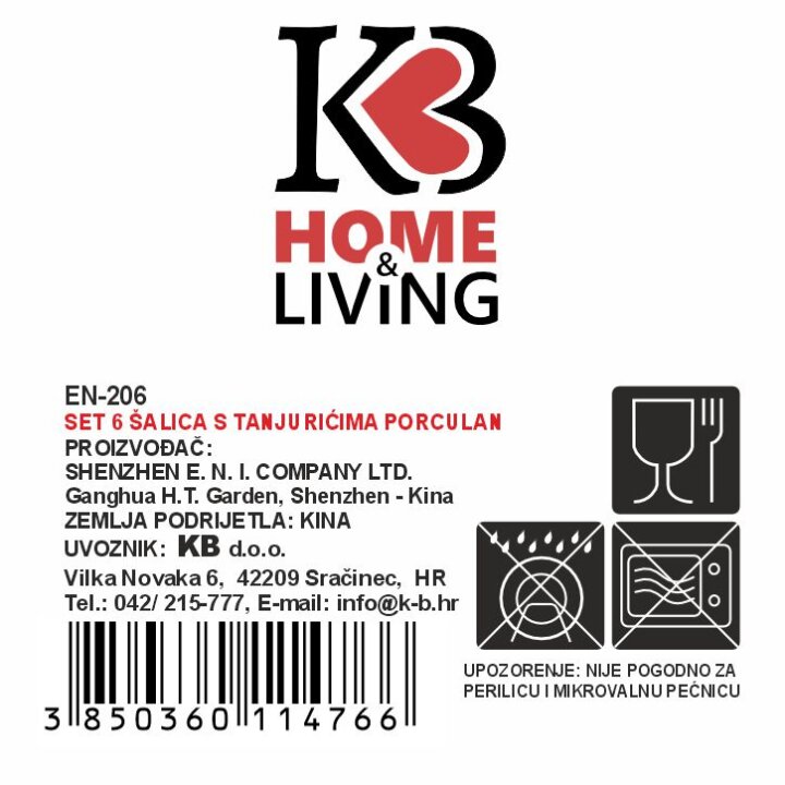 ŠALICE ZA KAVU 6/1 PORCULAN 180 mL - CRNE TOČKICE I SREBRNA LINIJA