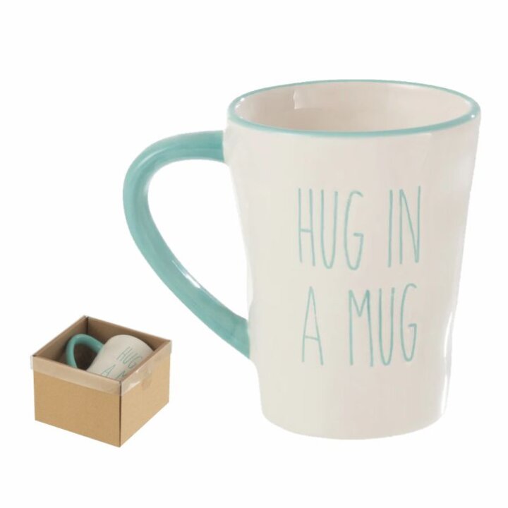 ŠALICA KERAMIČKA S NATPISOM HUG IN A MUG 400 mL