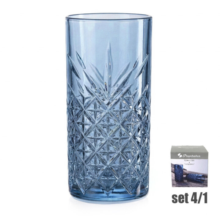 ČAŠE TIMELESS VISOKE STAKLENE 4/1 450 mL - PLAVE