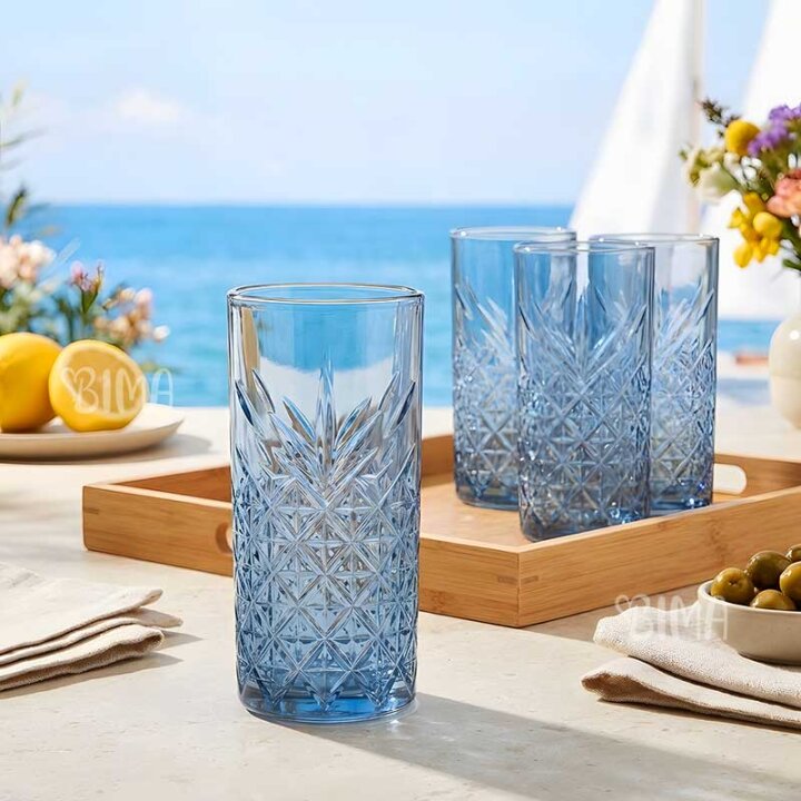 ČAŠE TIMELESS VISOKE STAKLENE 4/1 450 mL - PLAVE