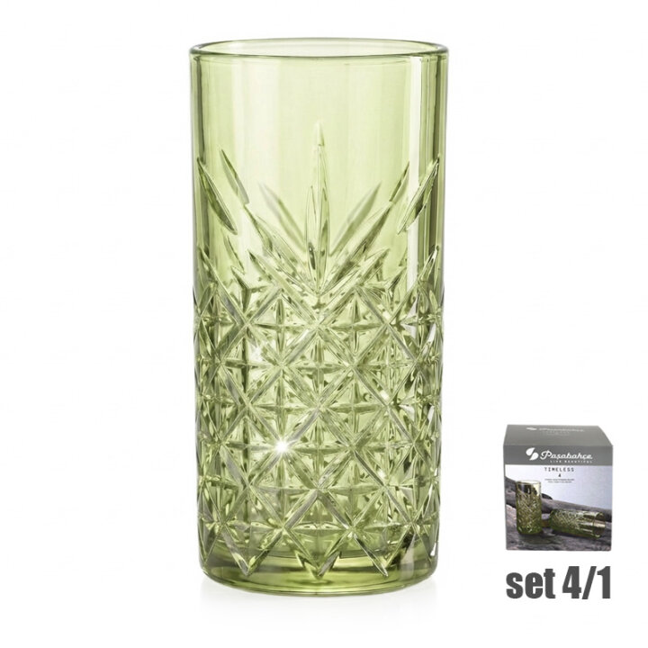 ČAŠE TIMELESS VISOKE STAKLENE 4/1 450 mL - ZELENE