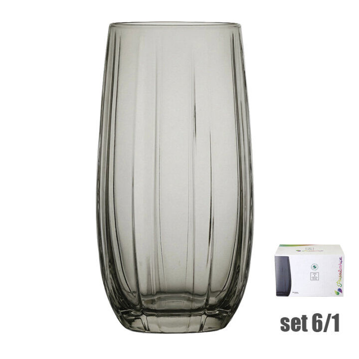 ČAŠE LINKA VISOKE STAKLENE SIVE  6/1 500 mL