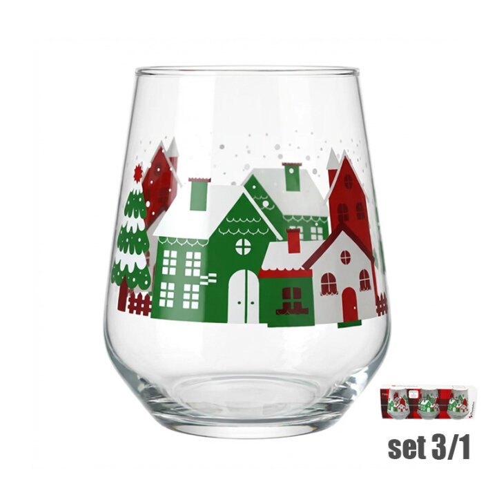ČAŠE ALLEGRA WINTER LOVE STAKLENE 3/1 425 mL - ZIMSKI MOTIV
