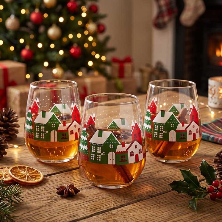 ČAŠE ALLEGRA WINTER LOVE STAKLENE 3/1 425 mL - ZIMSKI MOTIV
