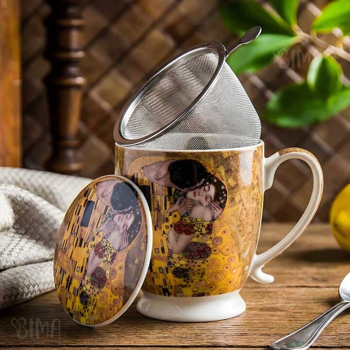 ŠALICA PORCULANSKA S INFUZOROM 510 mL - THE KISS CLASSIC BY GUSTAV KLIMT